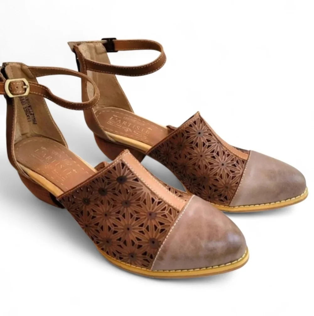 L'ARTISTE BY SPRING STEP Pauletta grey leather ankle BOHO Artsy shoes Sz 10 - Picture 1 of 12